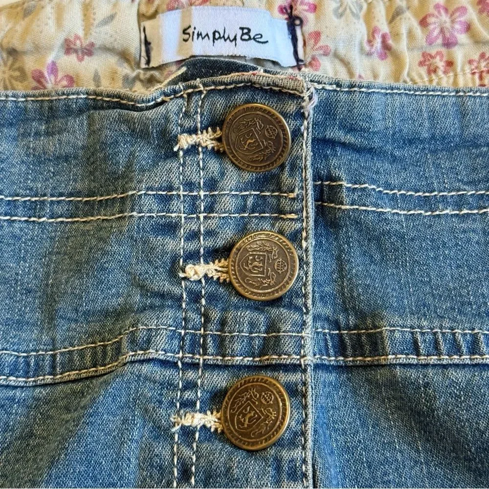 NWT Simply Be Denim Button Fly Denim Jean Shorts Plus Sz 22